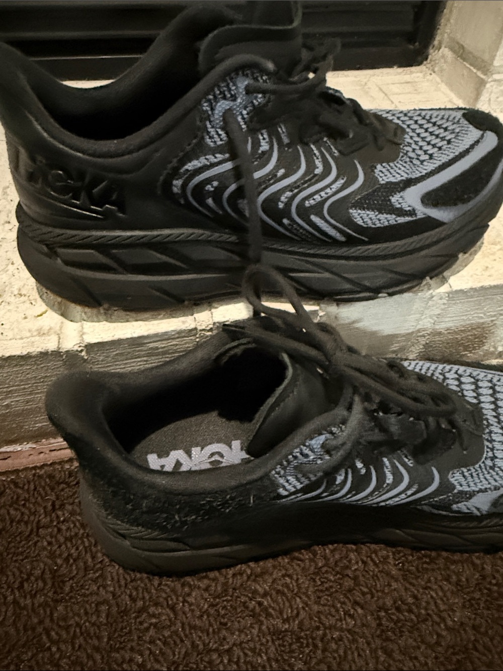 Hoka One One Men's Black and Blue Sneakers with Tan Outsole - Picture 4 of 4